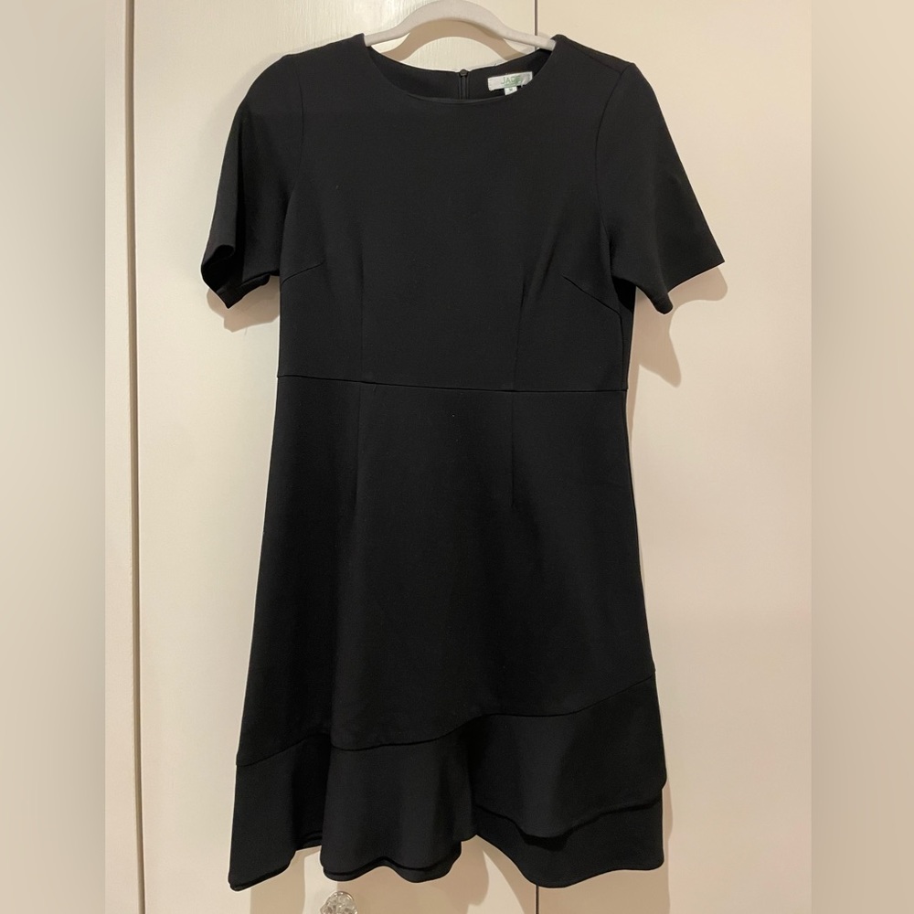 Jade medium black shift dress any occasion with ruffle hem.